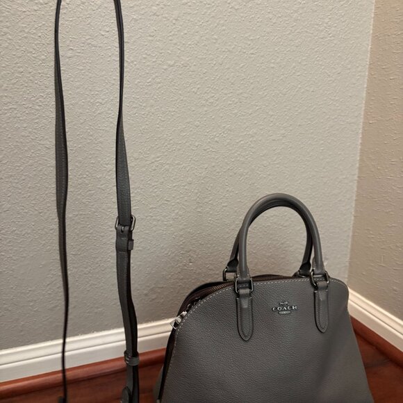 Coach Pebbled Leather Quinn Satchel – Grey Structured Handbag - Picture 8 of 17